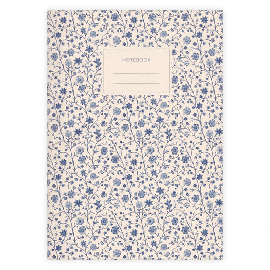 Carnet A4 Ornament Mini Fleur Bleue Ligne - Etmamu