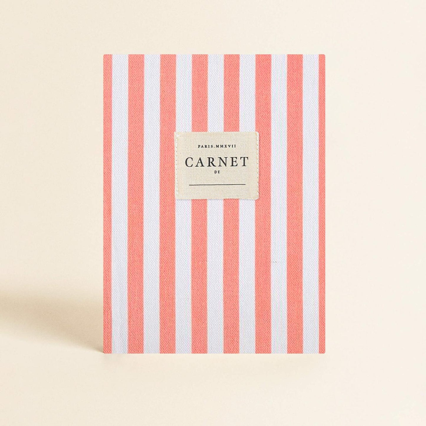 Carnet en Tissu Beau Rivage - Rayures Corail - Innocence