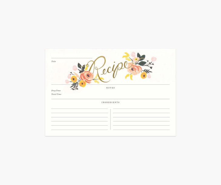 Lot de 12 fiches de recettes Pivoine - Rifle Paper