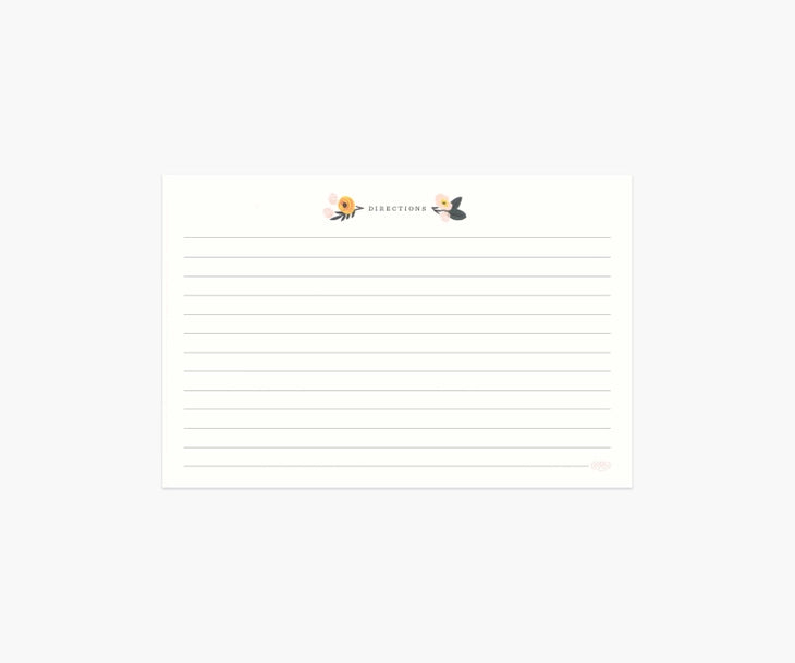 Lot de 12 fiches de recettes Pivoine - Rifle Paper
