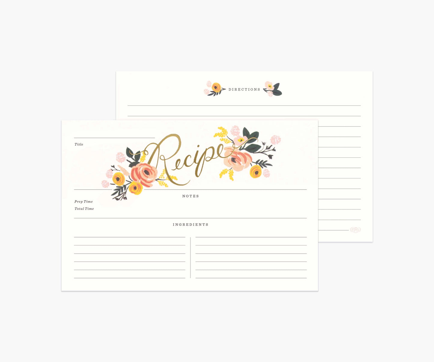 Lot de 12 fiches de recettes Pivoine - Rifle Paper