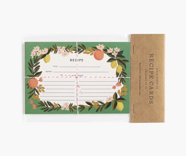 Lot de 12 fiches de recettes Florales aux Agrumes - Rifle Paper