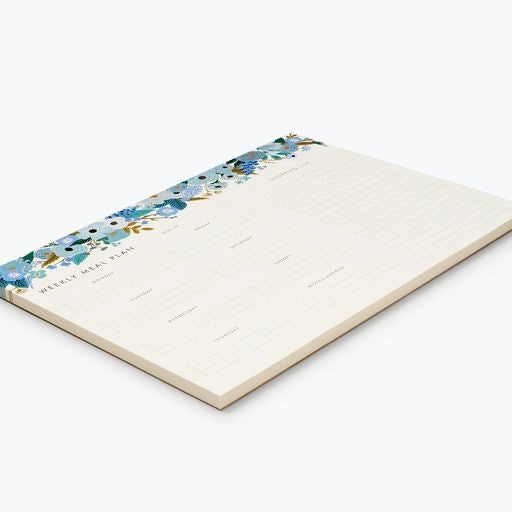Planneur Garden Party Blue Meal Planner Notepad - Rifle Paper co