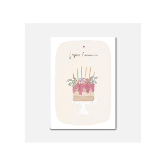 Carte Gâteau D'anniversaire Fleuri - Pascale Editions