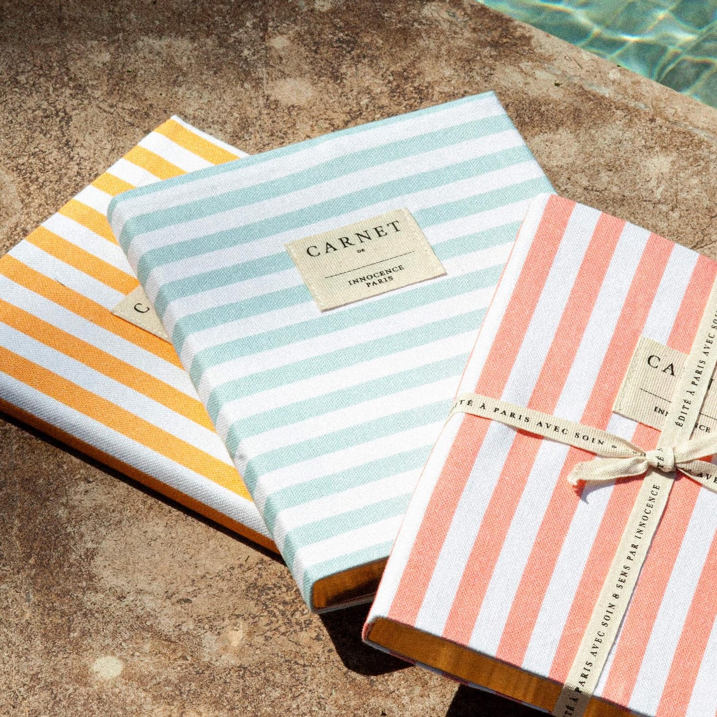 Carnet en Tissu Beau Rivage - Rayures Cristallines - Innocence