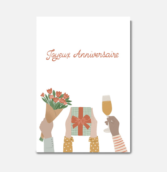 Carte Joyeux Anniversaire Cadeaux et Fleurs - Pascale Editions