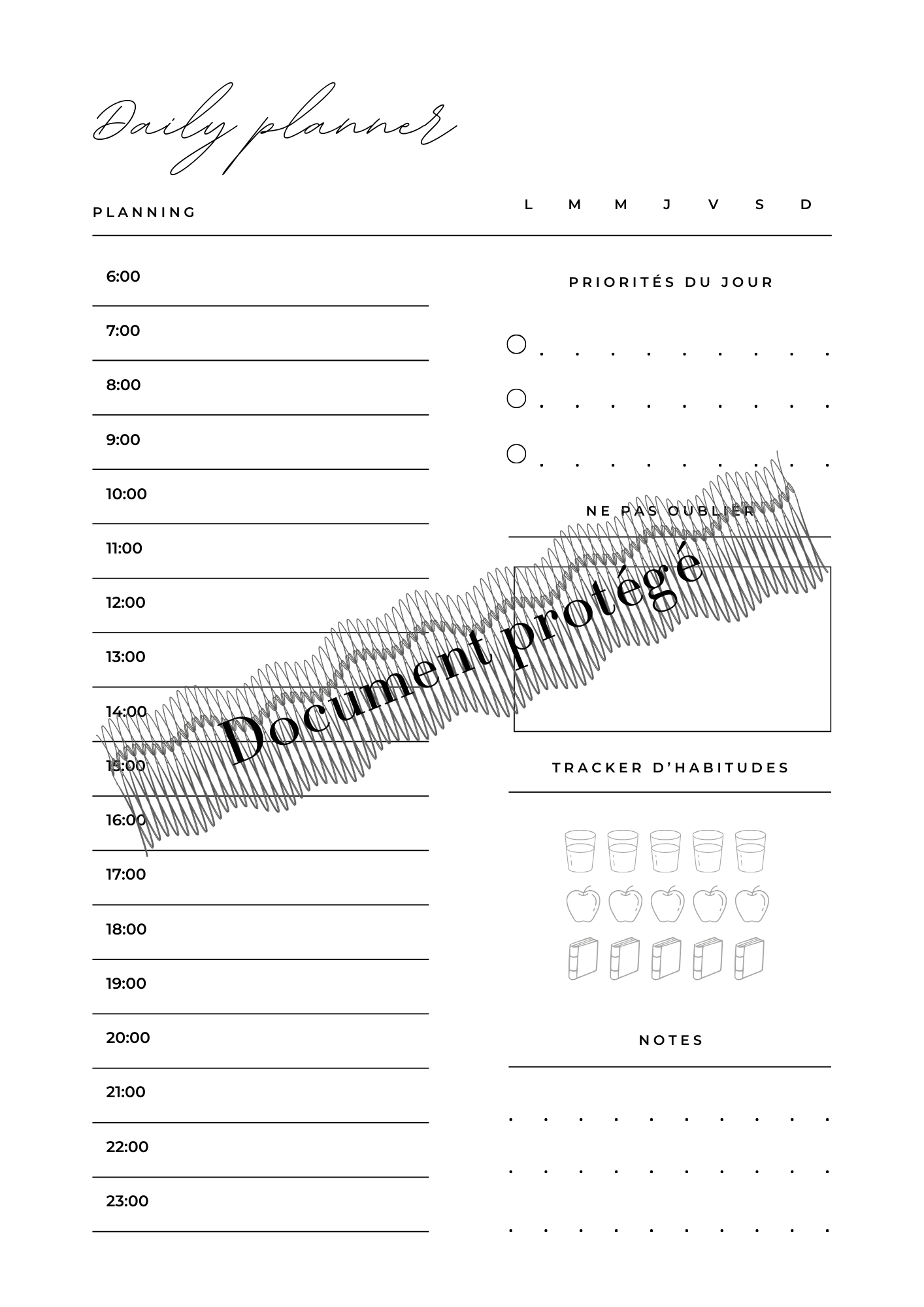 Daily Planner - PDF à imprimer - collection Le Stratège Haute Papeterie