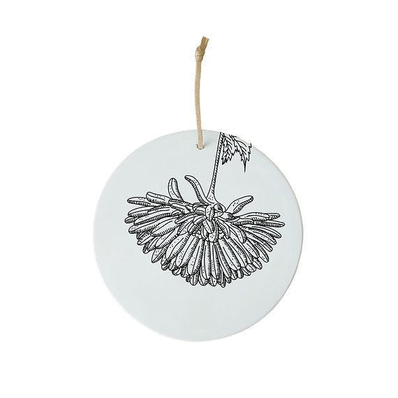 Médaillon céramique Chrysanthème Noir - Poussière des Rues