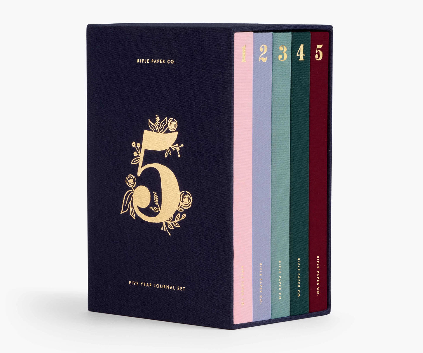 Coffret journaux 5 années rifle paper co de profil