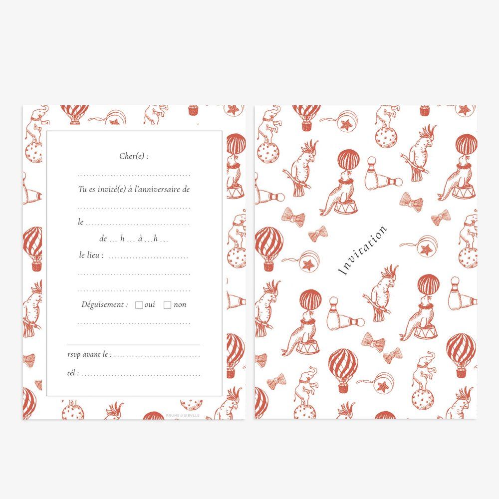 Cartes invitation - Cirque - Prune & Sibylle – Maison Paon