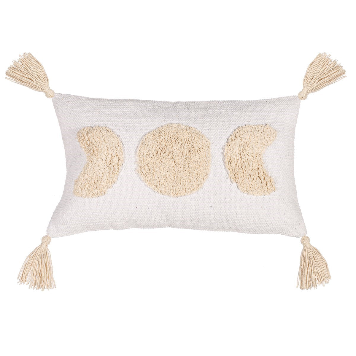 Face avant coussin rectangle coussin lune blanc et beige