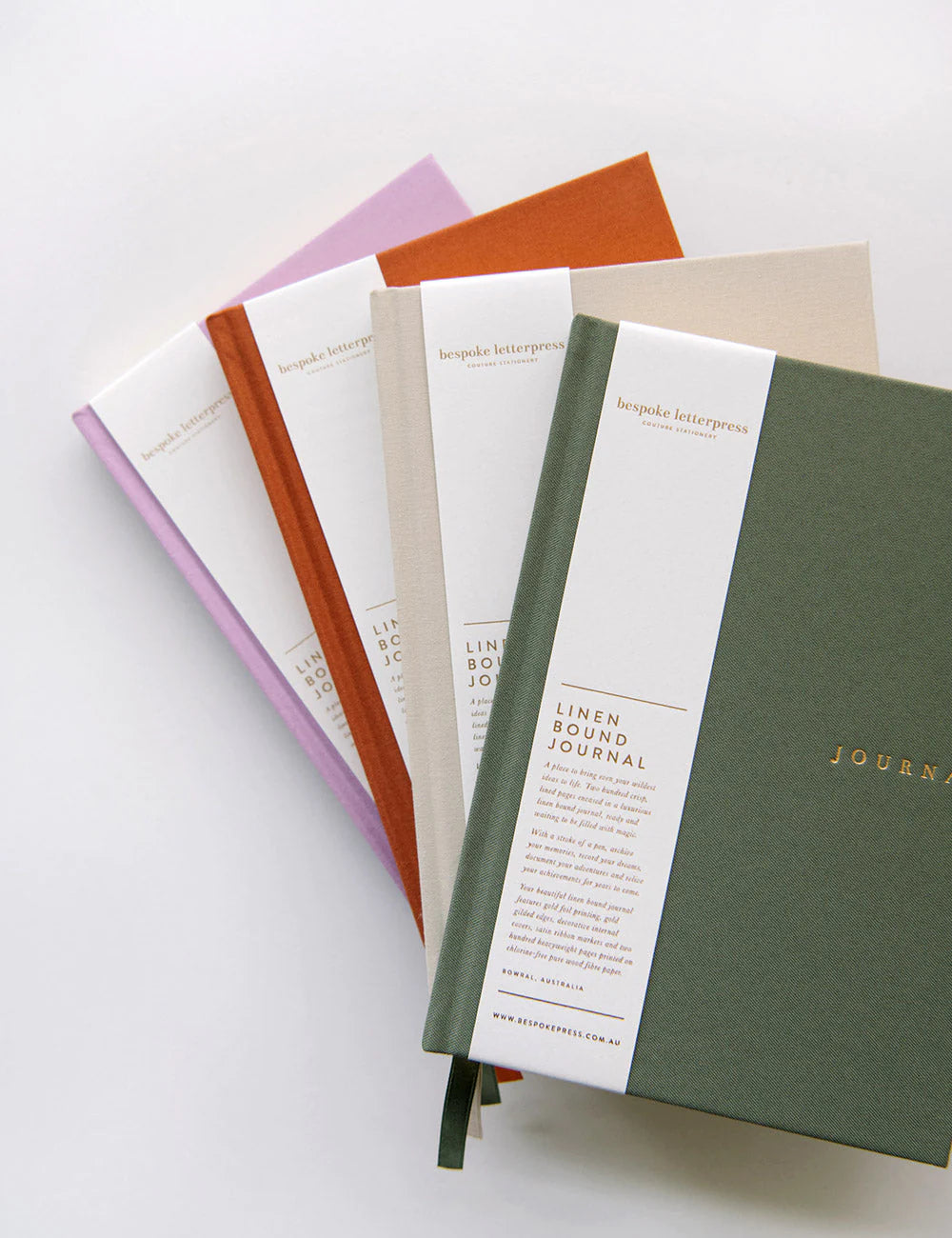Journal en lin - Olive - Bespoke Letterpress