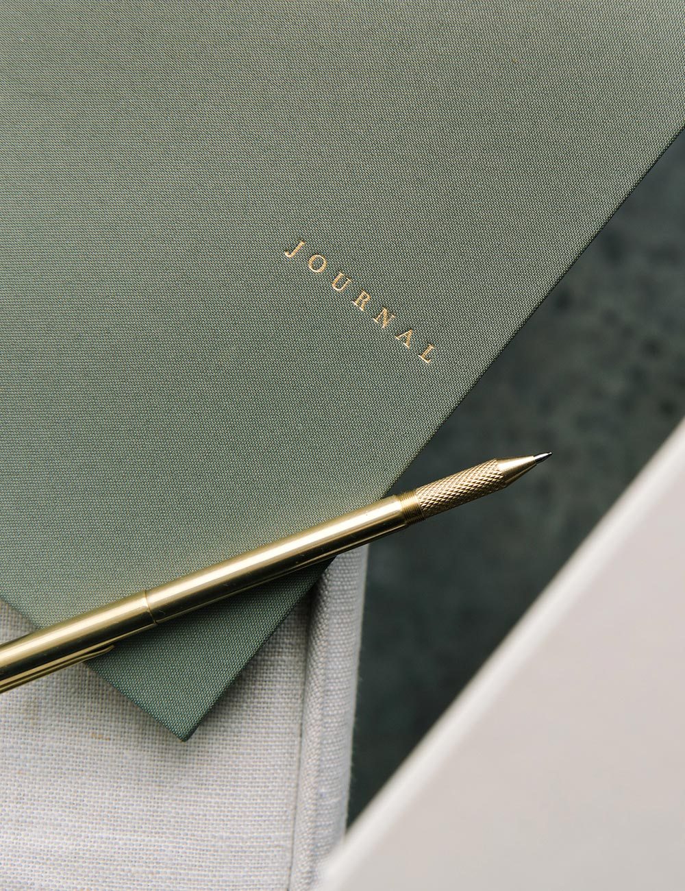 Journal en lin - Olive - Bespoke Letterpress