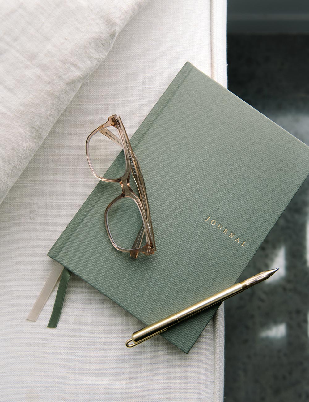 Journal en lin - Olive - Bespoke Letterpress