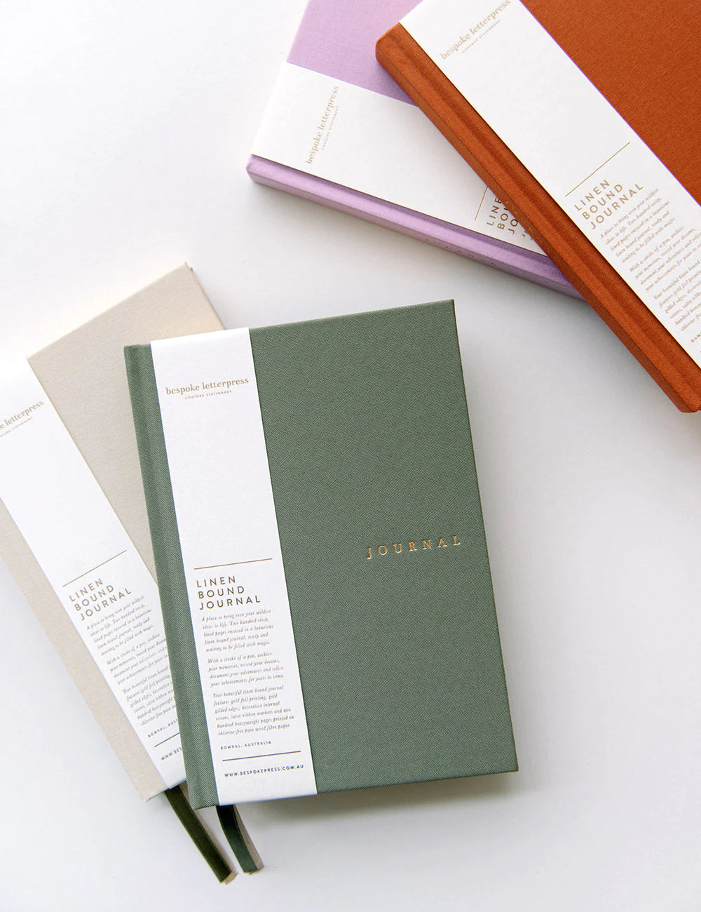 Journal en lin - Olive - Bespoke Letterpress