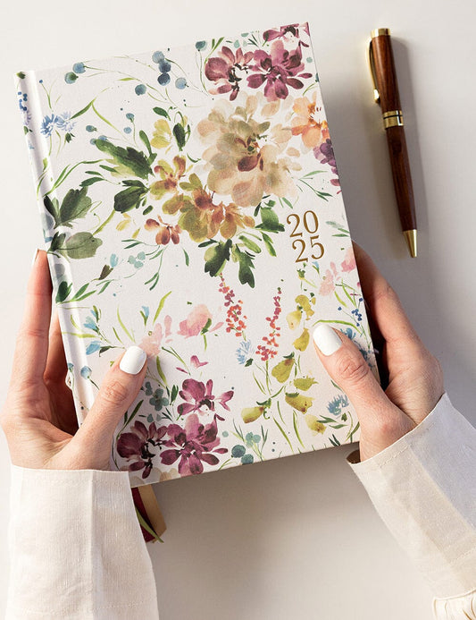 Agenda relié en lin 2025 - Spring Blooms - Bespoke Letterpress