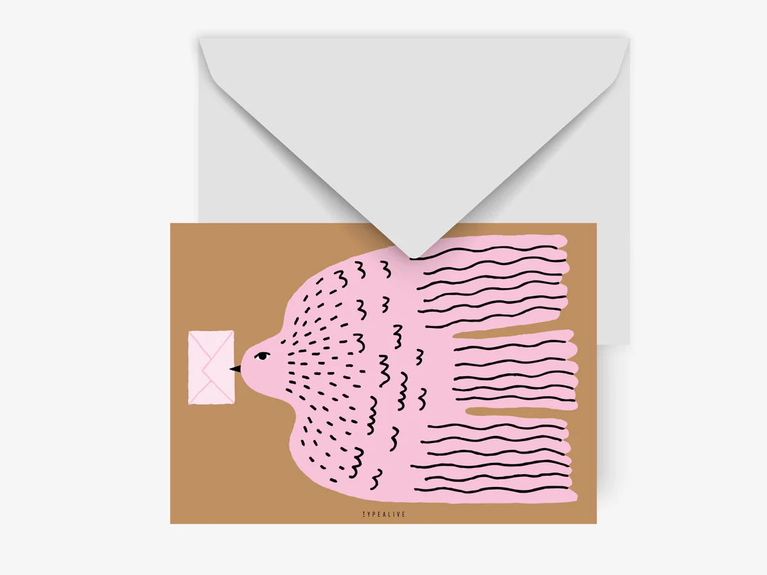 Carte Oiseau Rose Lettre - Typealive