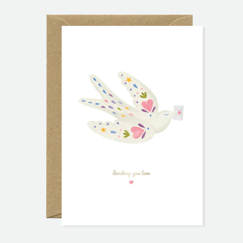 Carte postales Sending Love Bird - Greeting Card - Gold - All the ways to say
