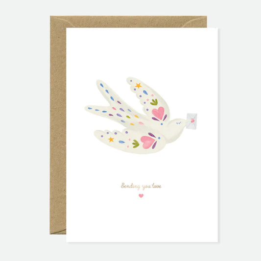Carte postales Sending Love Bird - Greeting Card - Gold - All the ways to say