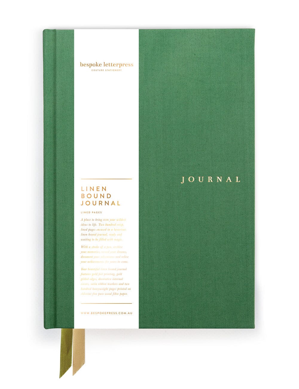 Journal en lin - Vert Fougère - Bespoke Letterpress