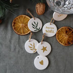 Médaillon Céramique Mini Feuillage Noël Vert - Poussière des Rues