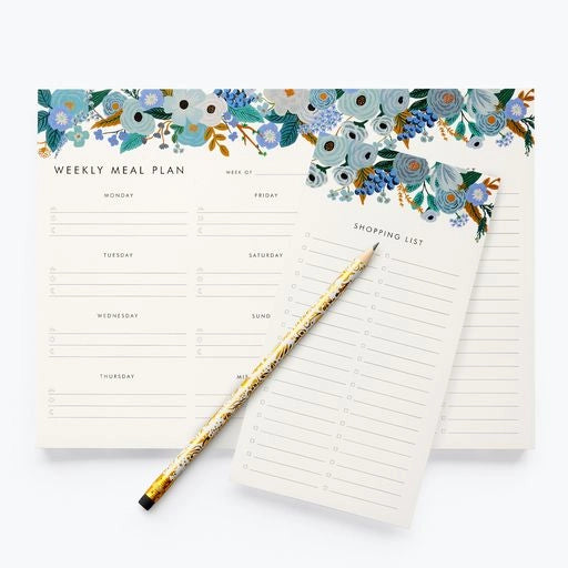 Planneur Garden Party Blue Meal Planner Notepad - Rifle Paper co