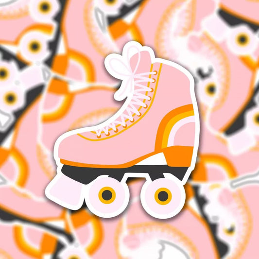 Sticker - 70s regenboog rolschaats - Muchable