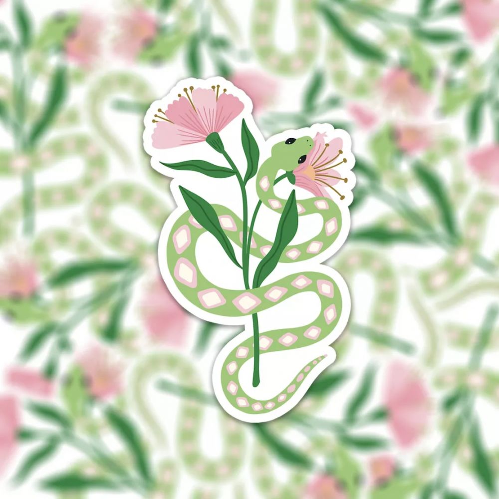 Sticker Serpent Fleurs - Muchable