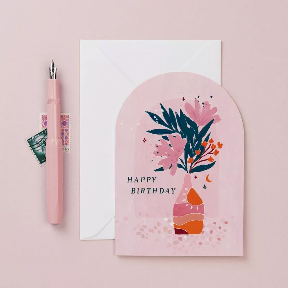 Carte Anniversaire Vase Fleurs - Sister Paper Co