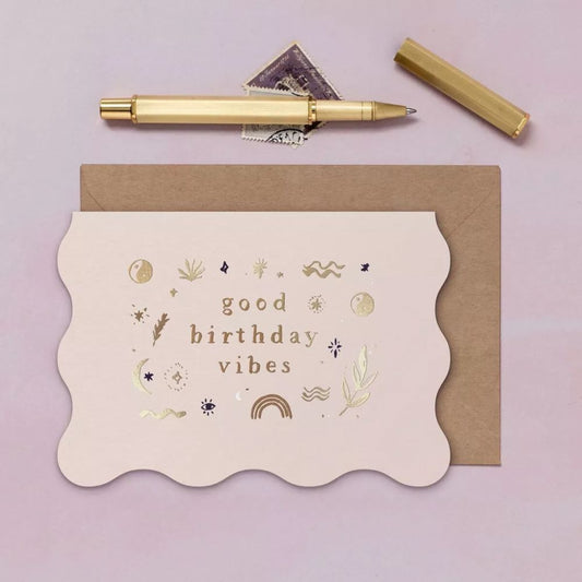 Carte Beige Anniversaire Good Vibes - Sister Paper Co