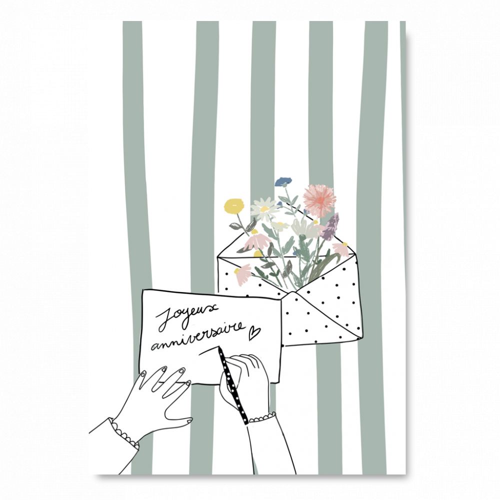 Carte Anniversaire - Enveloppe fleurie - Pascale Editions