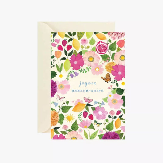 Carte postale - Joyeux Anniversaire Fleurs - Quartier Libre