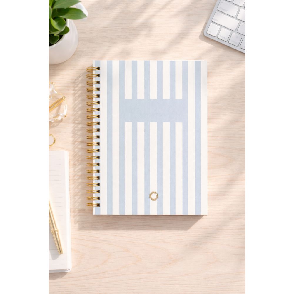 Carnet rayures bleues - A5 - Spirale - Collection Maison Paon