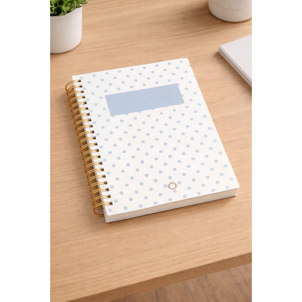 Carnet pois bleu - A5 - Spirale - Collection Maison Paon