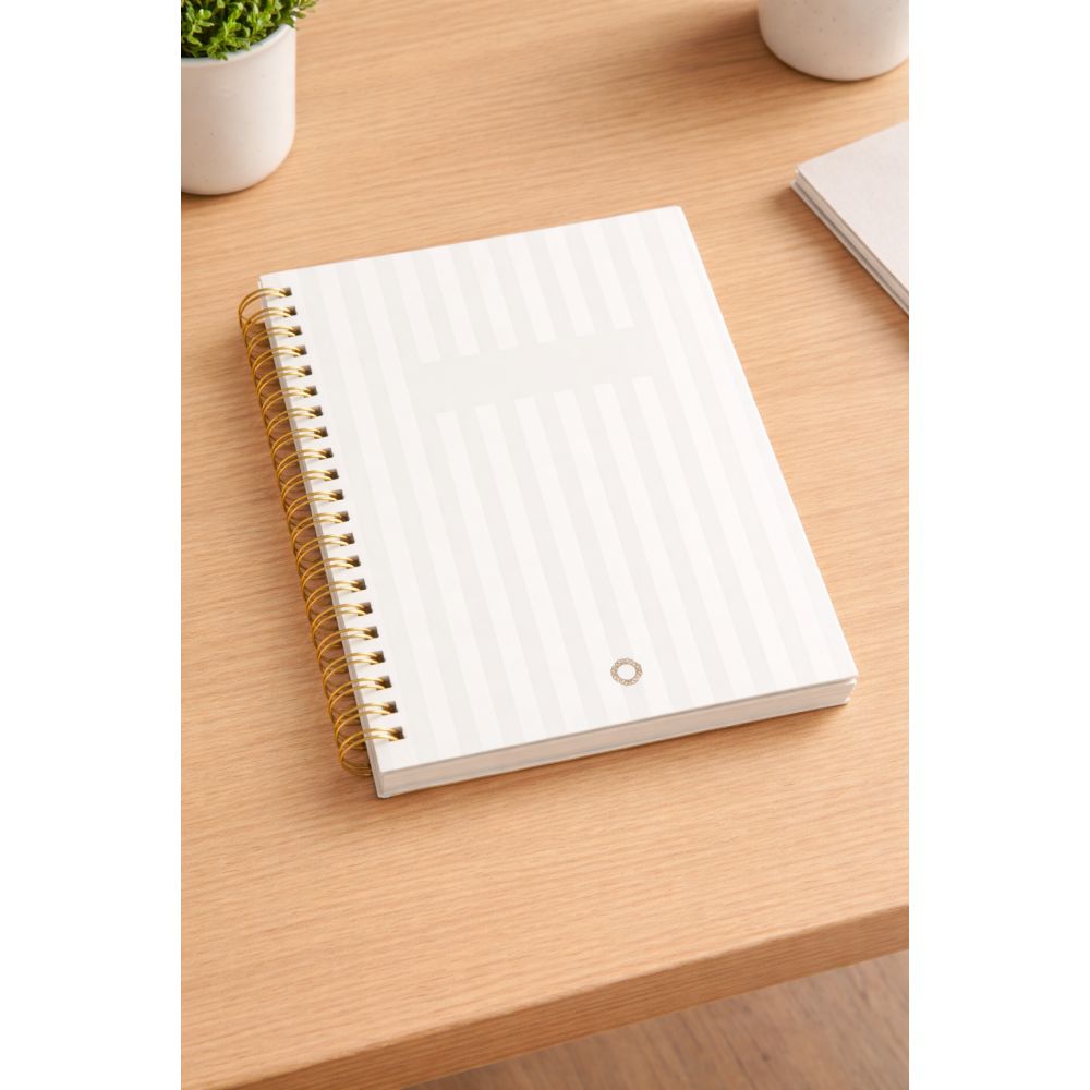 Carnet rayures gris - A5 - Spirale - Collection Maison Paon