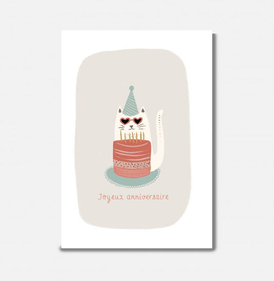 Carte Joyeux Anniversaire Chat à Lunette - Pascale Editions