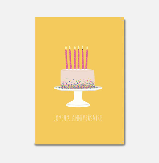 Carte Joyeux Anniversaire Gâteau Jaune - Pascale Editions