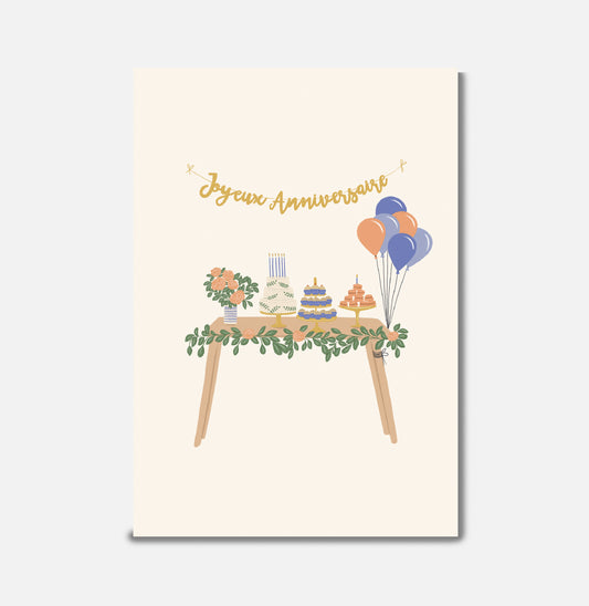 Carte Joyeux Anniversaire Table de Fête - Pascale Editions