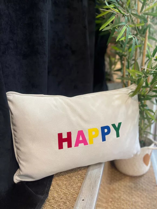 Coussin " HAPPY" multicolore - Toiles Chics