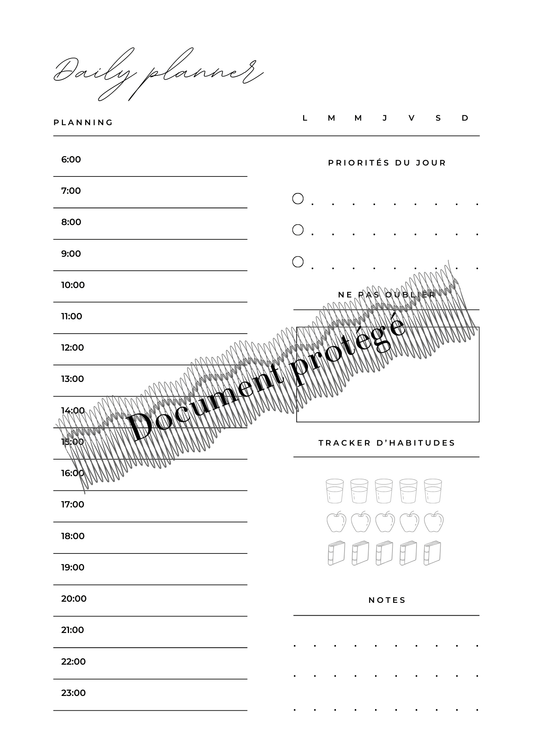 Daily Planner - PDF à imprimer - collection Le Stratège Haute Papeterie