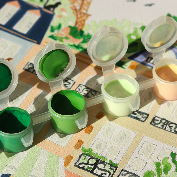 Peinture au numéro premium Maison Paon - Design unique made in France - Activité créative relaxante pour adulte et enfant - Illustration à peindre avec papier de qualité et peinture écologique - Cadeau original et décoration artistique. peinture-numero-petite-epicerie-maison-paon