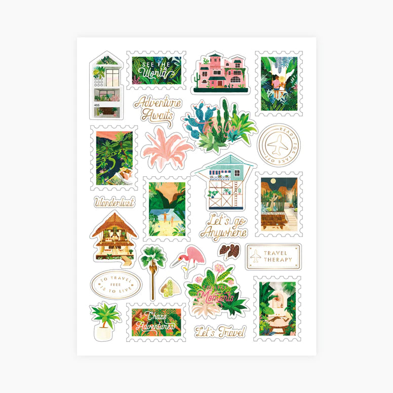 Set de 3 Planches de Stickers Wanderlust  - All the ways to say