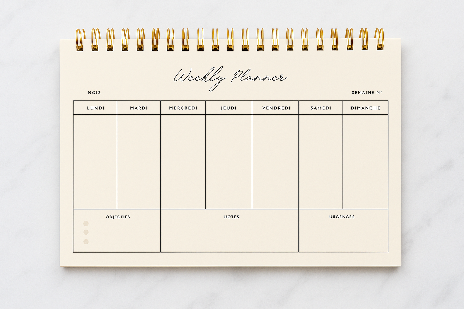 Weelkly Planner à personnaliser