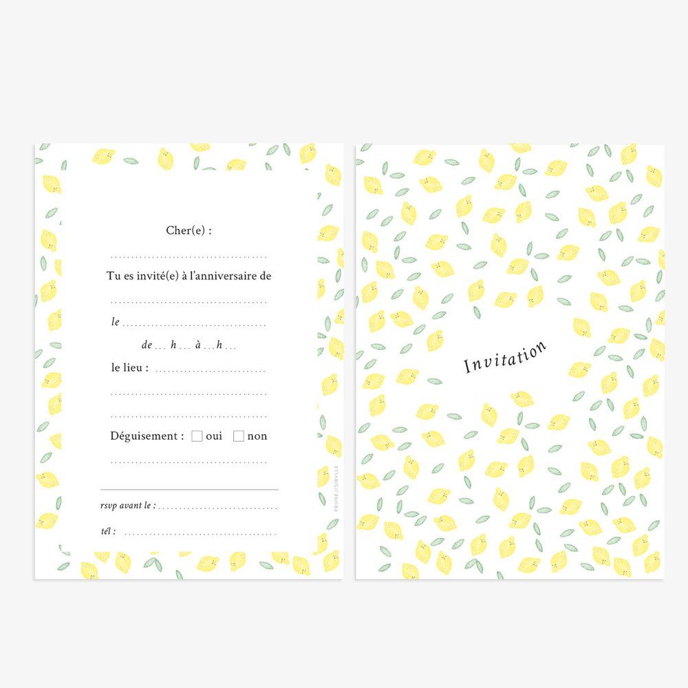 Cartes invitation - Citron - Prune & Sibylle